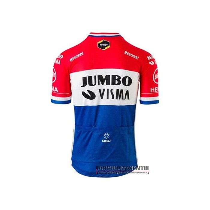 Abbigliamento Jumbo Visma 2020 Manica Corta e Pantaloncino Con Bretelle Rosso Bianco Blu - Clicca l'immagine per chiudere